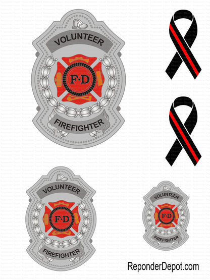 Volunteer Firefighter Badge Decal Set