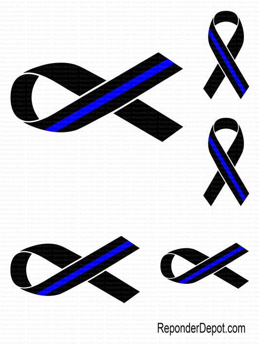 Blue Line Ribbon Decal Set