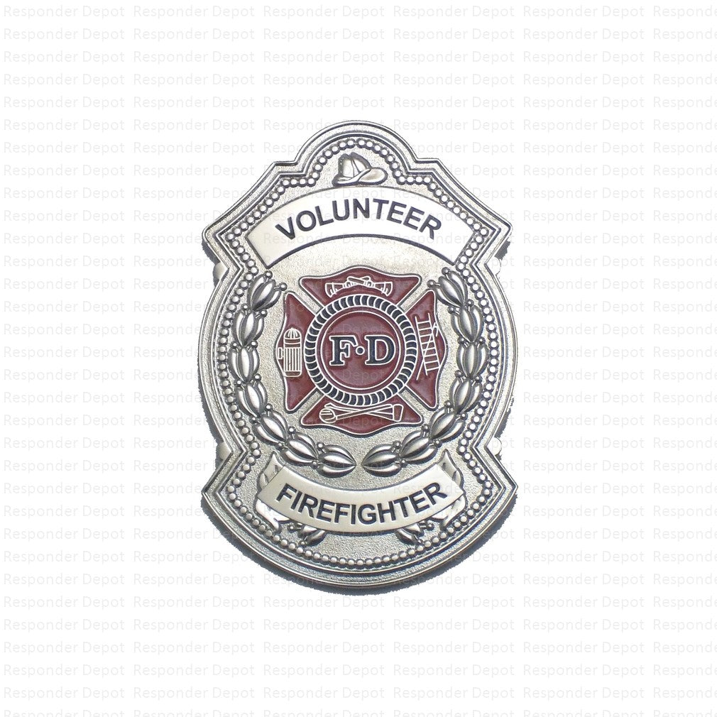 Vol Firefighter NE Style Badge - Silver