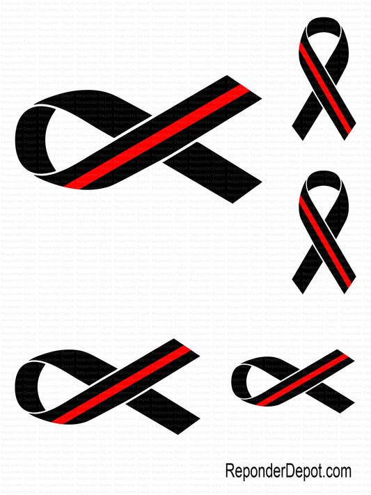 Red Line Ribbon Decal Set